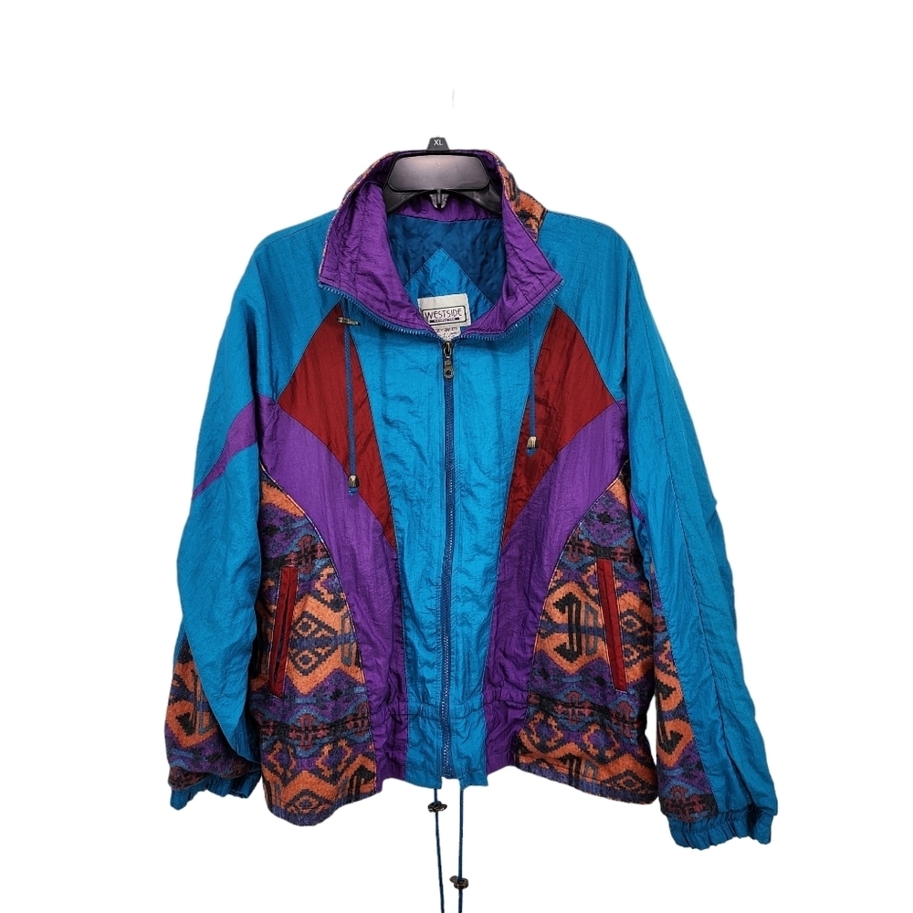 Westside Connection Women's Vintage Colorblock Windbreaker Jacket - L